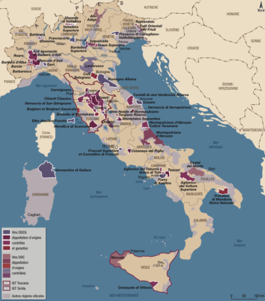carte des régions viticoles